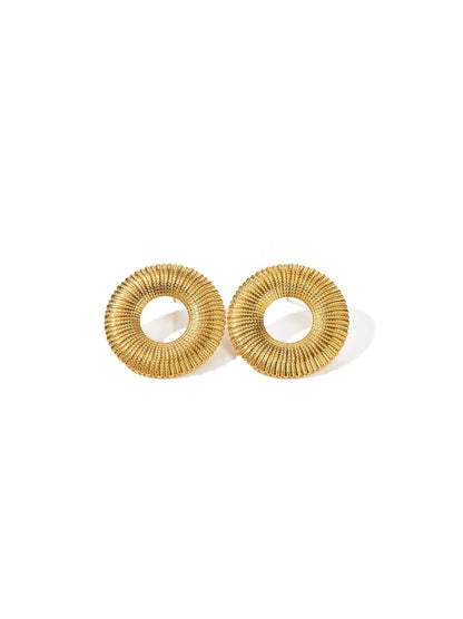 Circle golden steel earrings