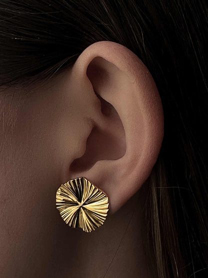 Round golden steel earrings