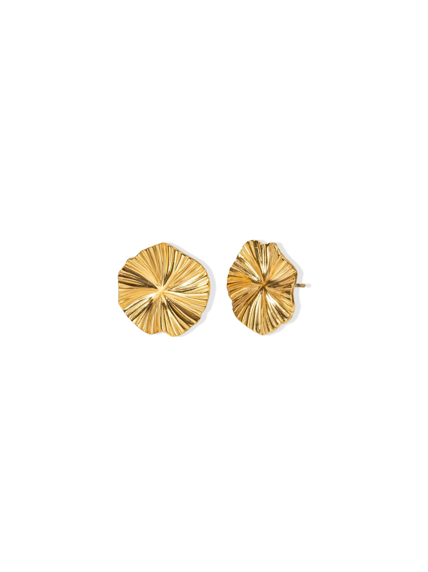 Round golden steel earrings