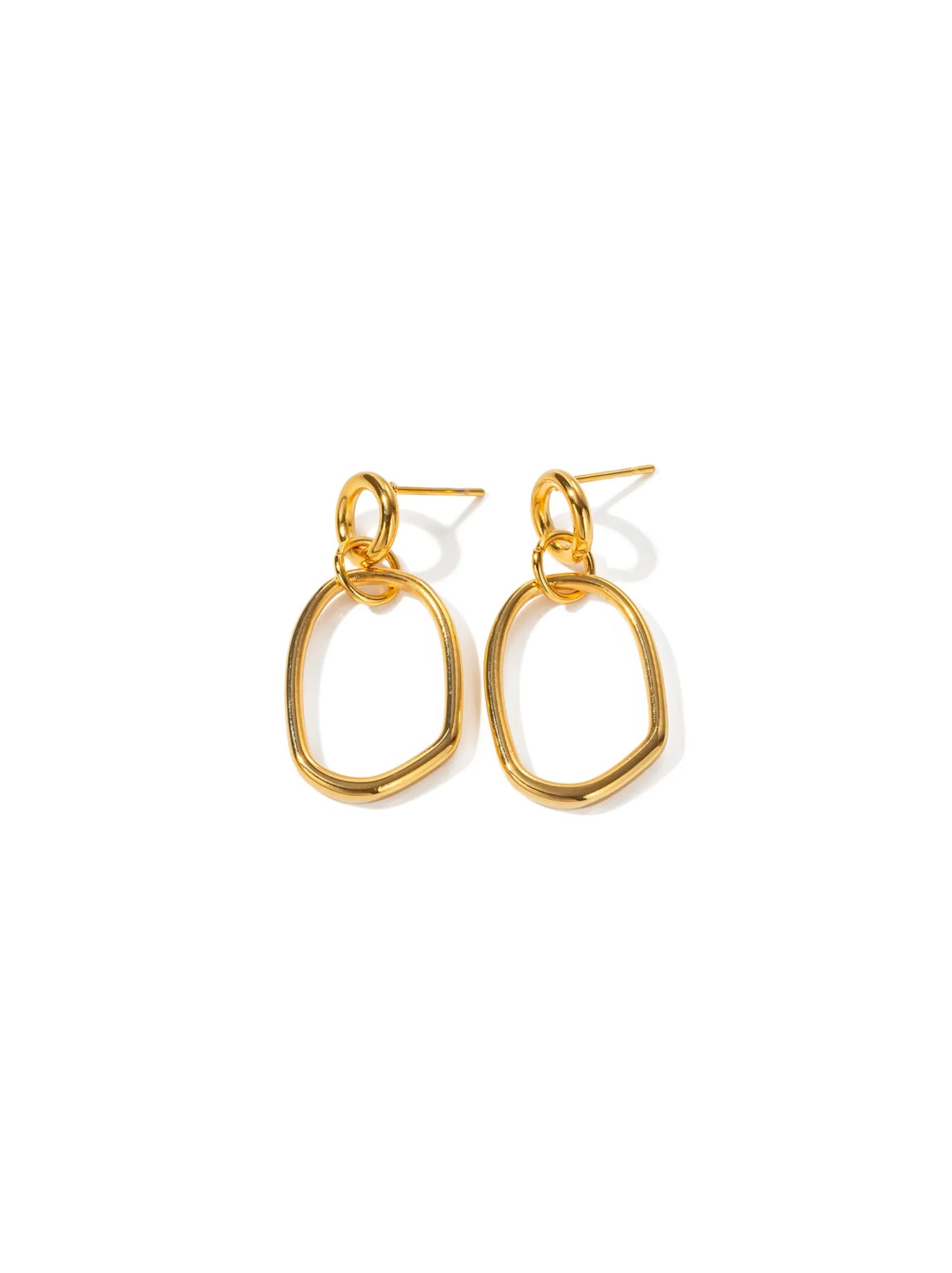 Golden steel earrings