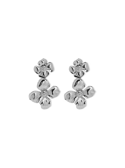 Boucles d'oreilles fleur en acier argenté