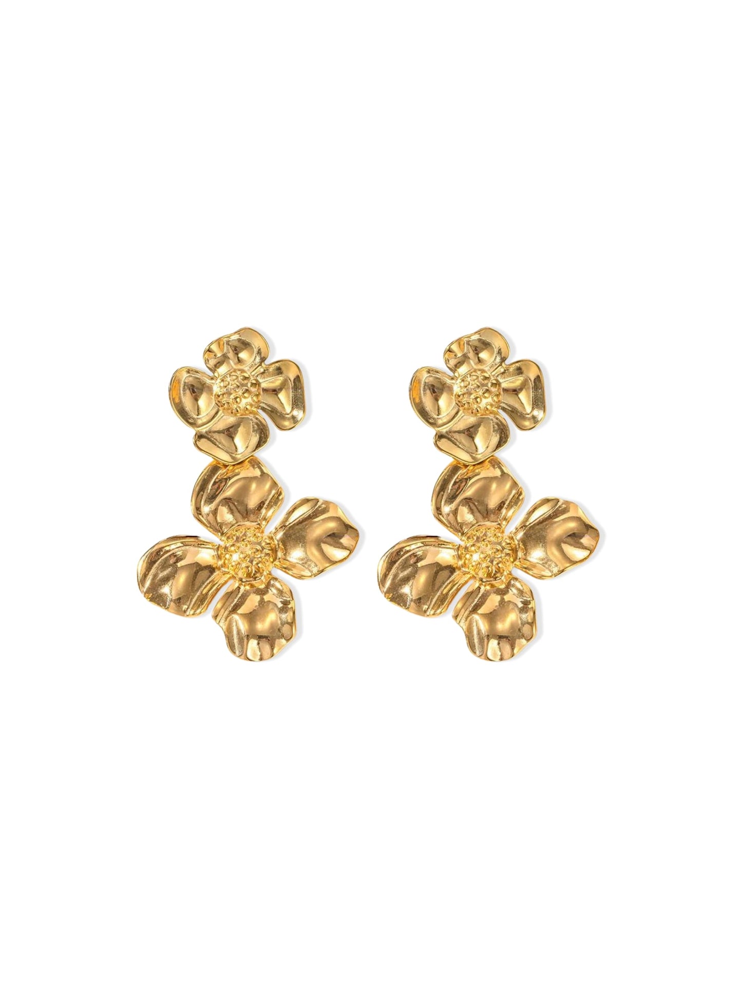 Flowers gold steel earrings