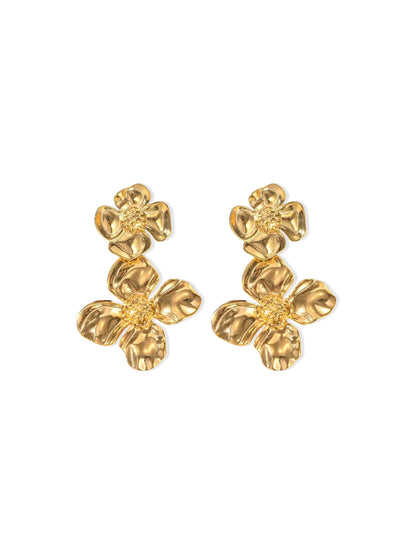 Boucles d'oreilles fleurs en acier doré