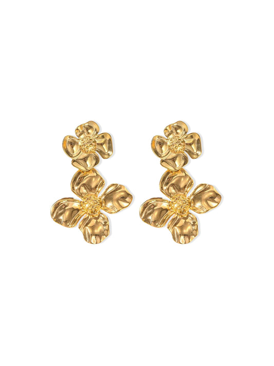 Flowers gold steel earrings