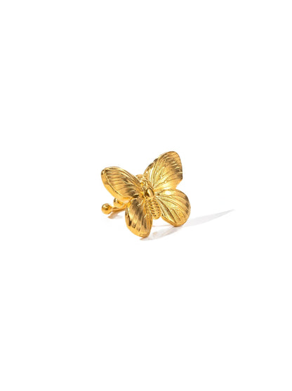 Butterfly gold steel ear cuff