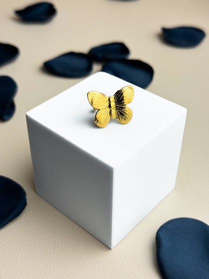 Butterfly gold steel ear cuff