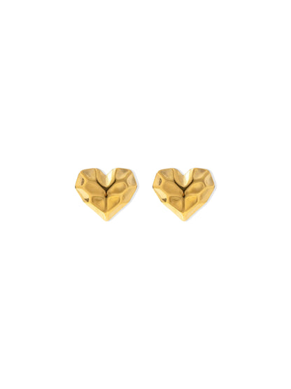 Heart gold steel earrings