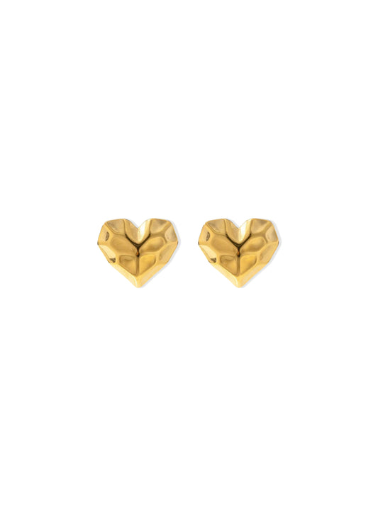 Heart gold steel earrings