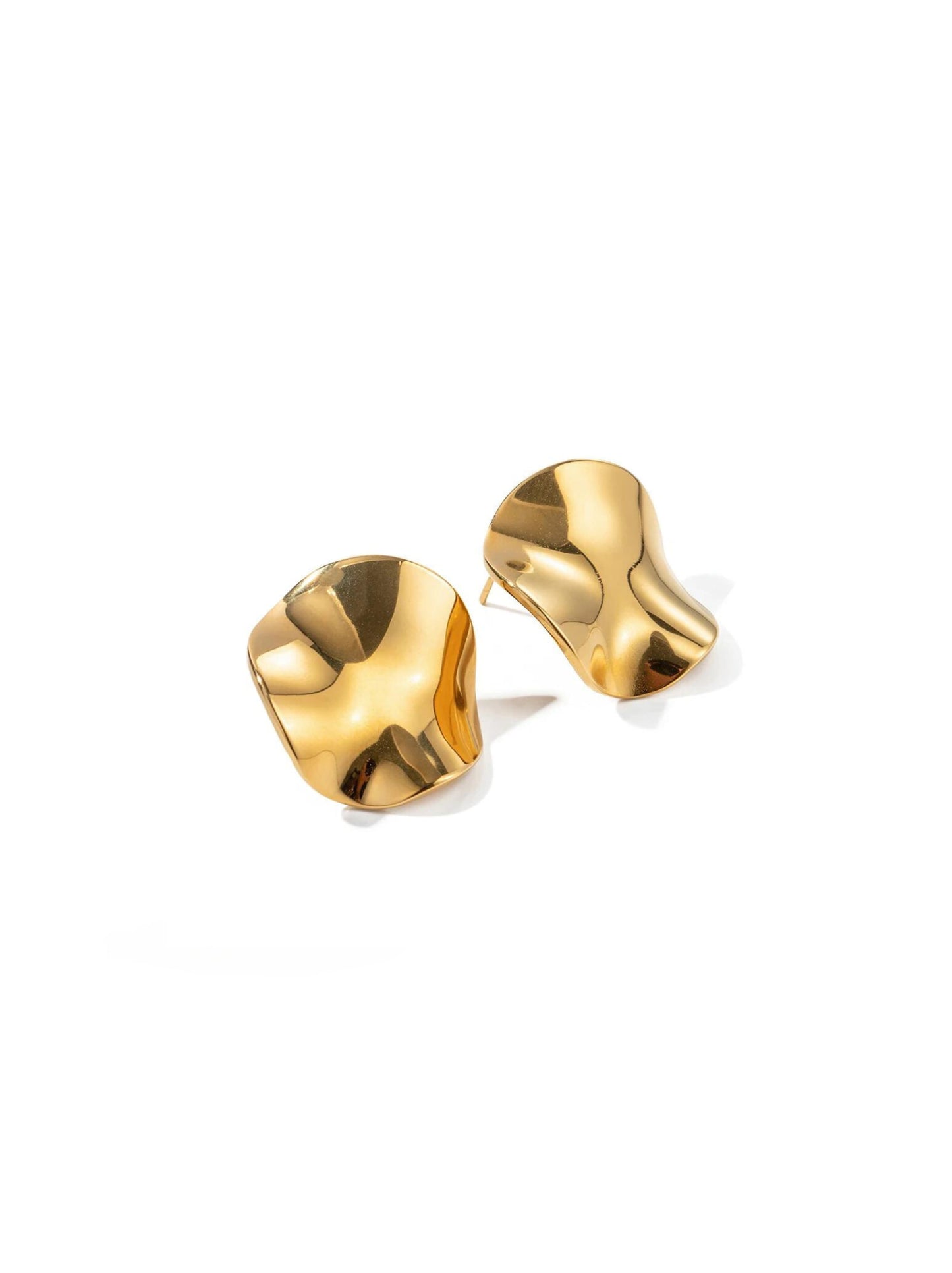 Irregular Golden Steel Earrings