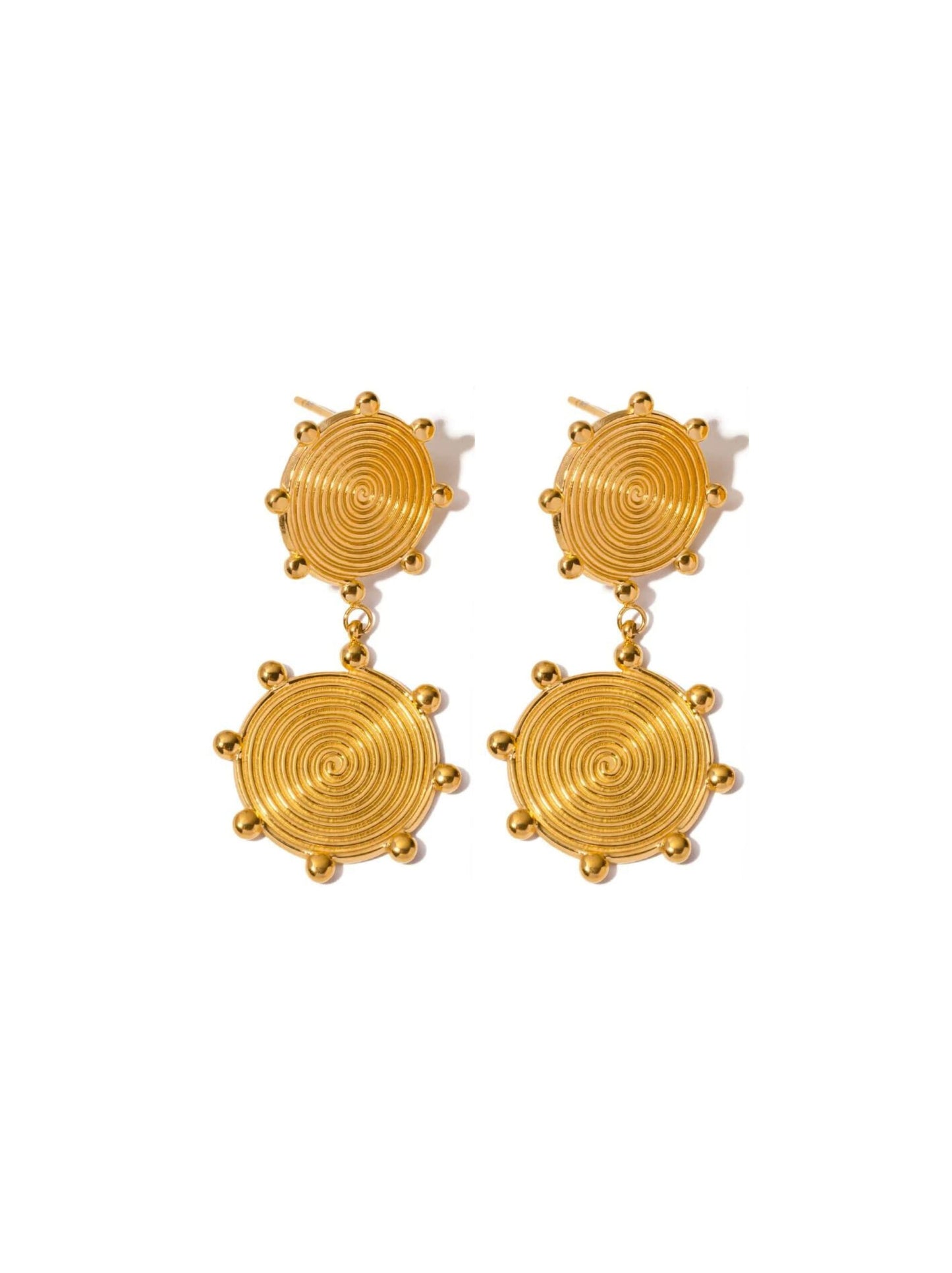 Spiral golden steel earrings