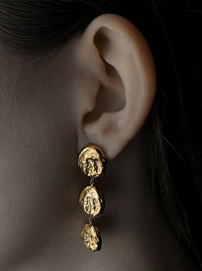 Boucles D'oreilles Longues Irrégulières En Acier Doré