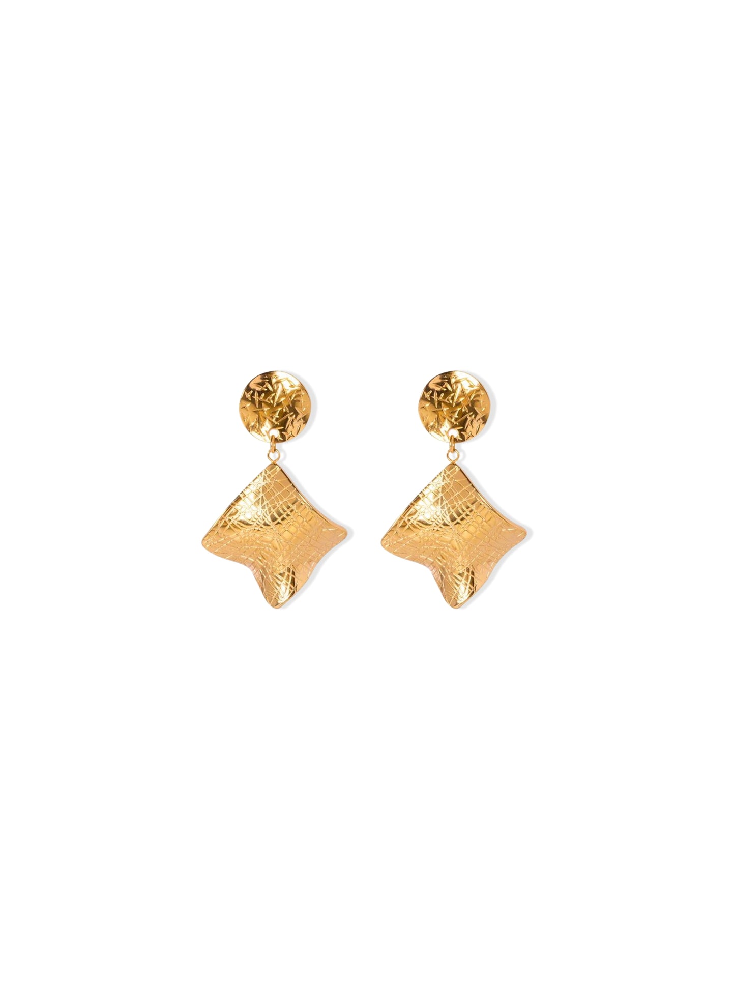 Diamond gold steel earrings