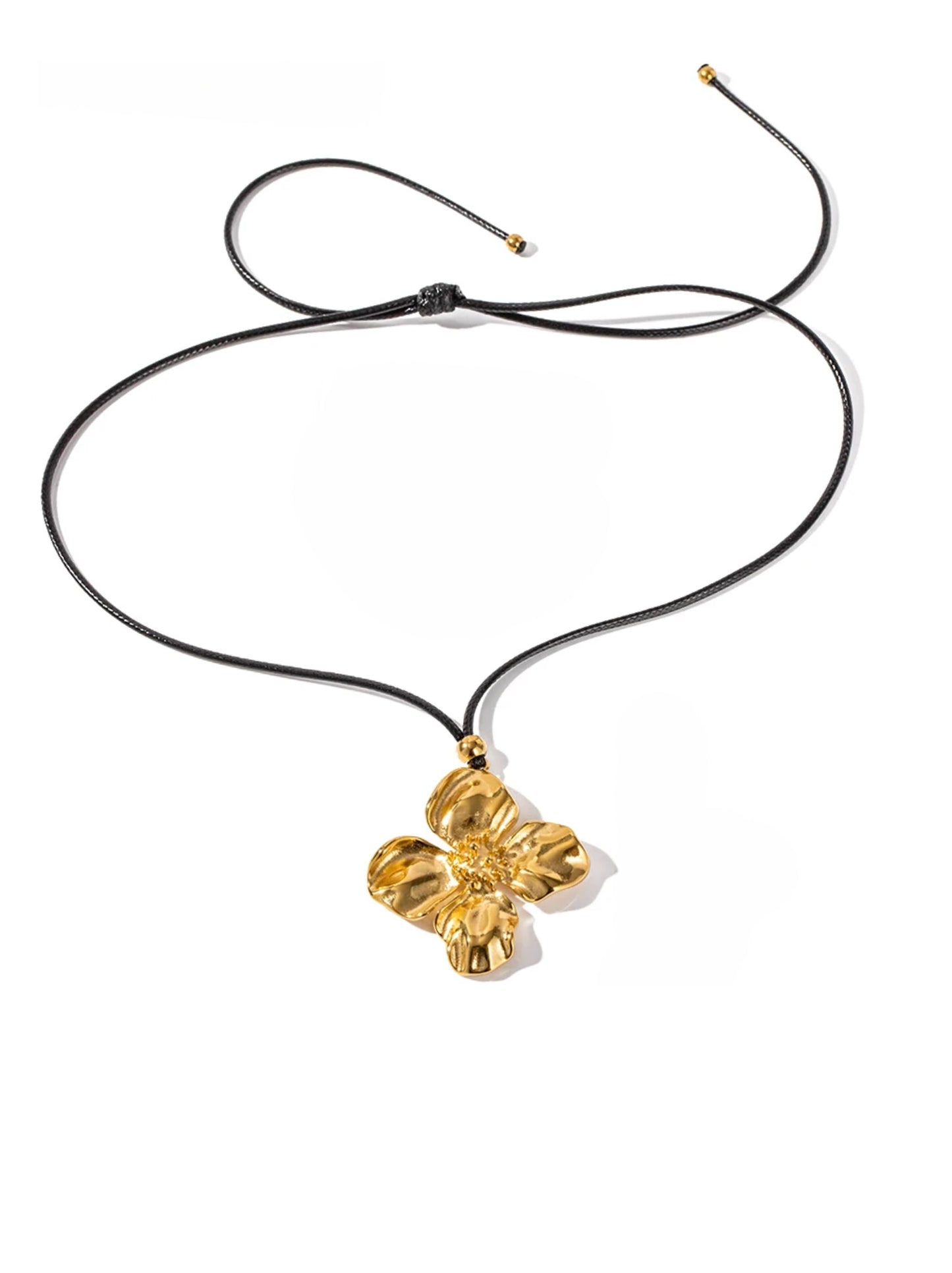 Choker com flor de aço dourado