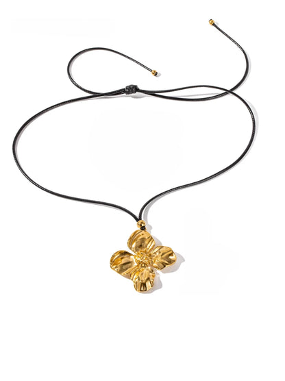 Choker with golden steel flower