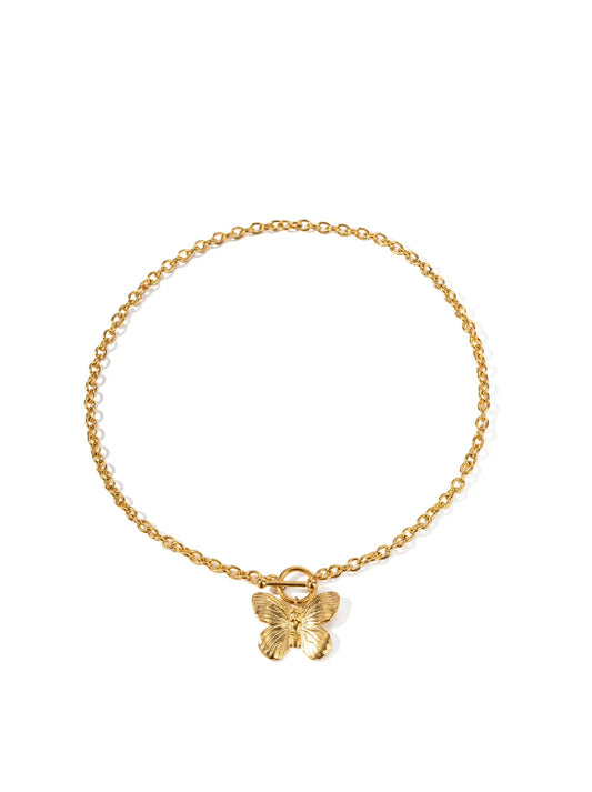 Butterfly Golden Steel Necklace