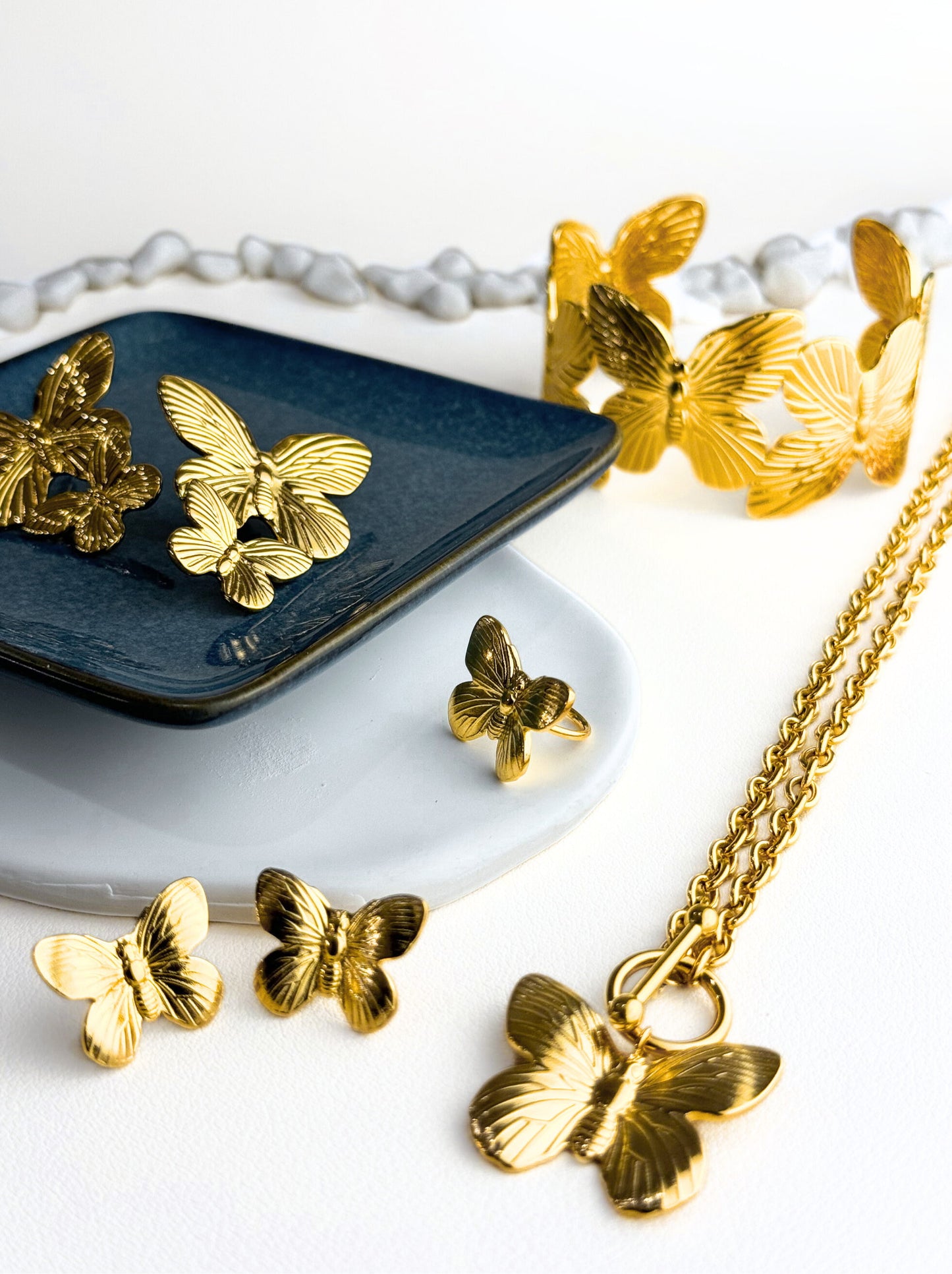 Butterfly Golden Steel Necklace