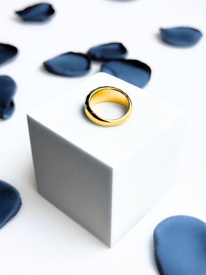 White and black enamel gold steel ring