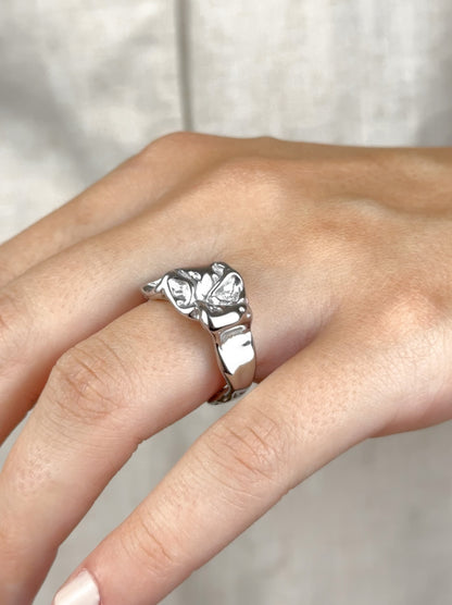 Irregular Adjustable Silver Steel Ring