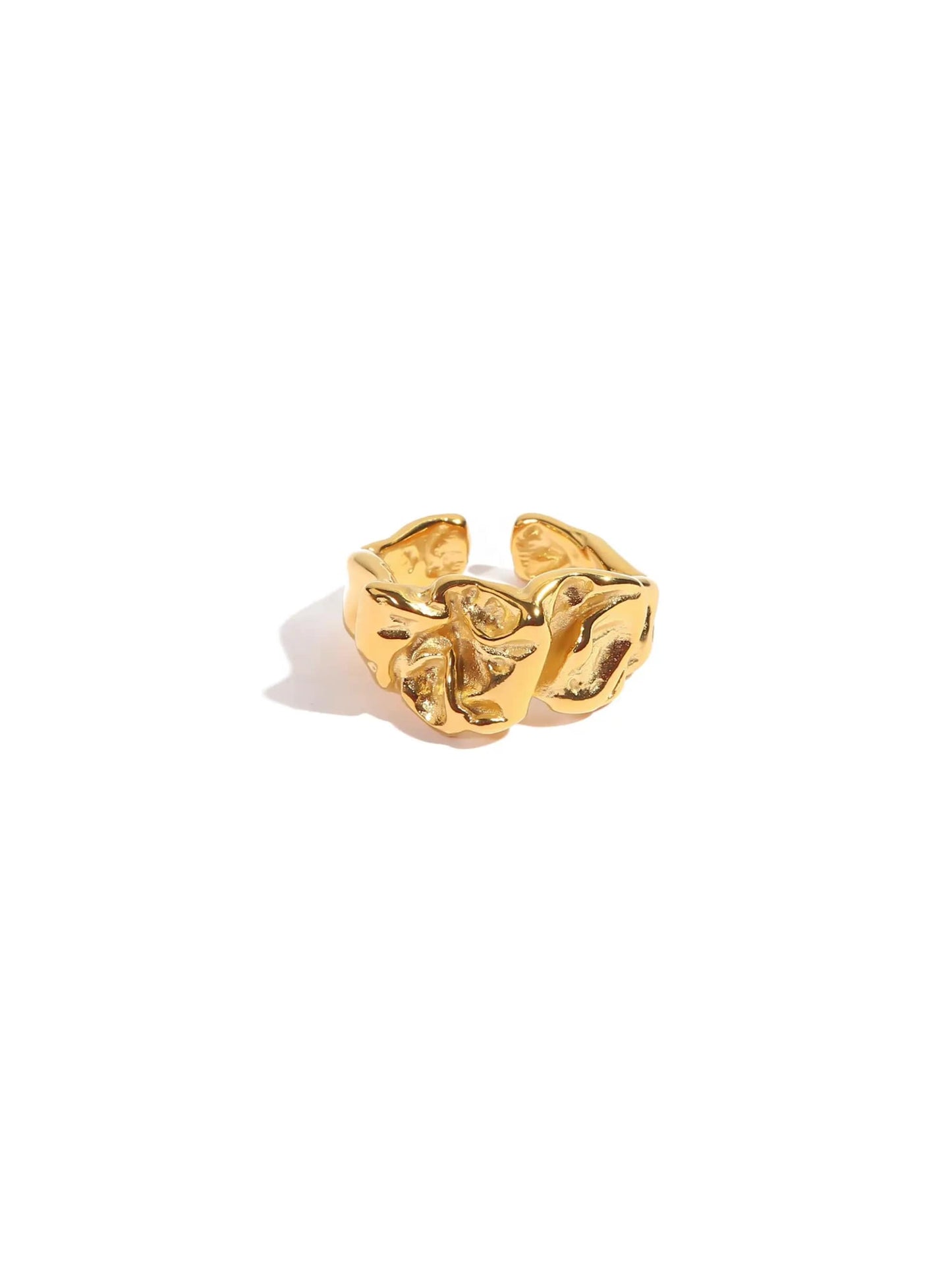 Irregular Adjustable Golden Steel Ring