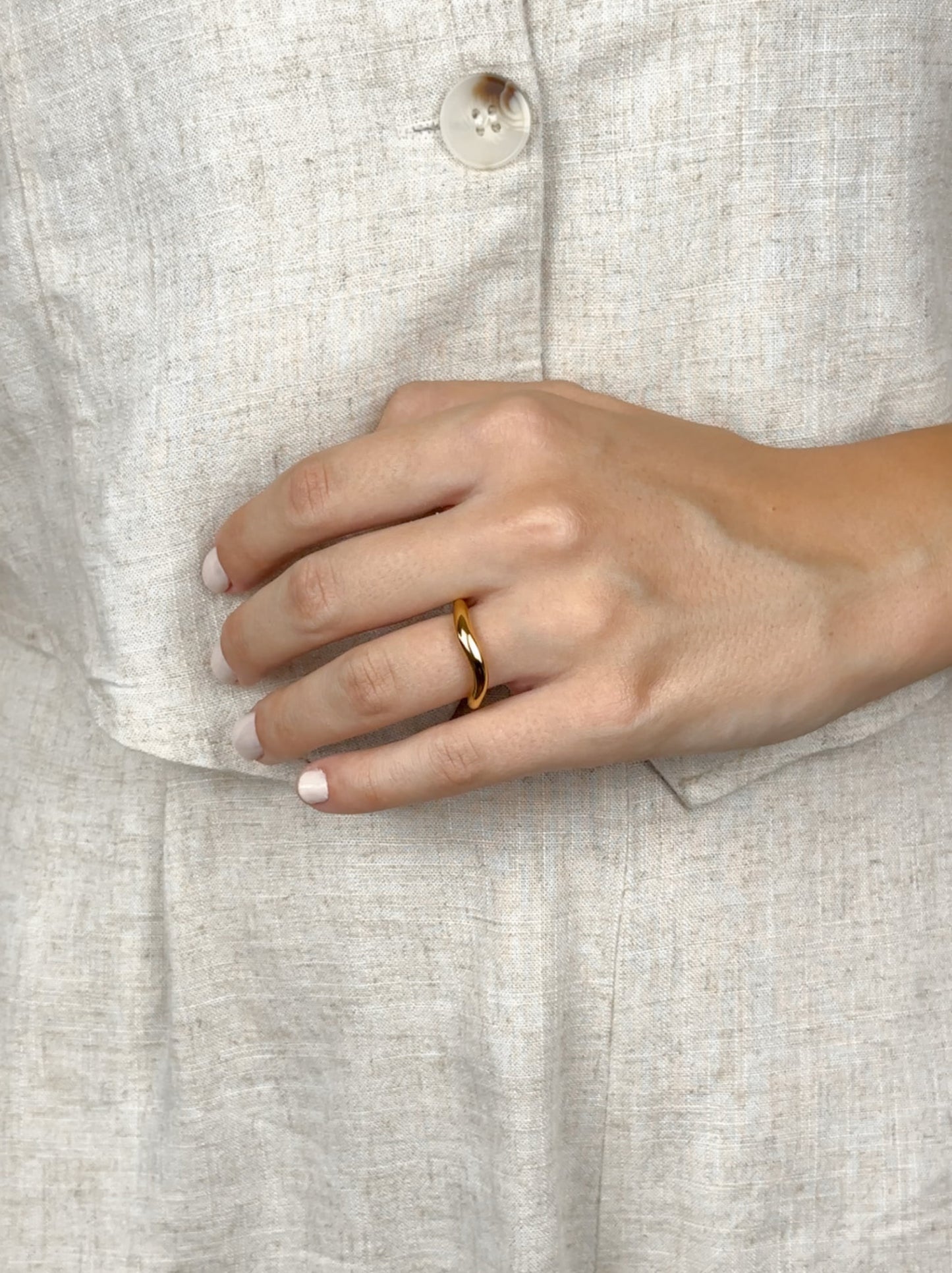 Irregular Golden Steel Ring