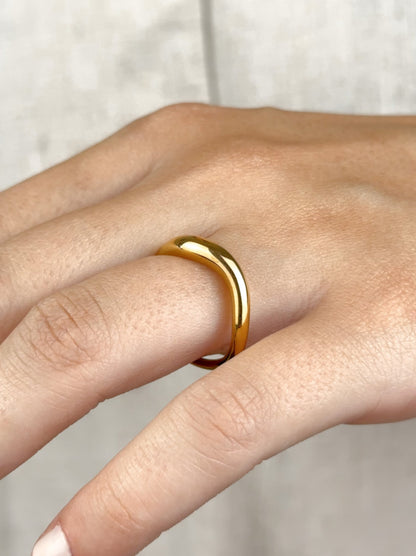 Irregular Golden Steel Ring