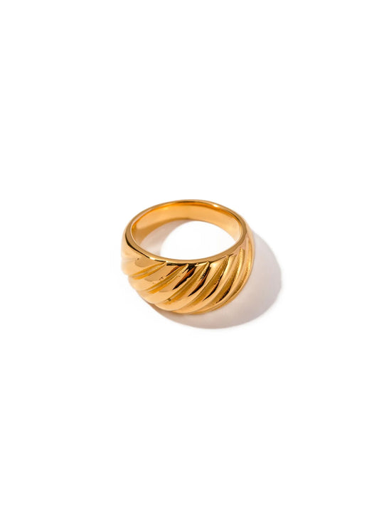 Twisted Golden Steel Ring