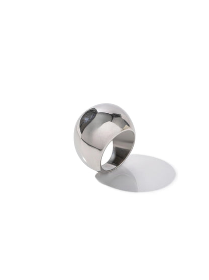 Bague large en acier argenté