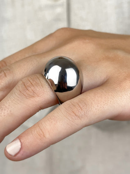 Wide Silver Steel Ring