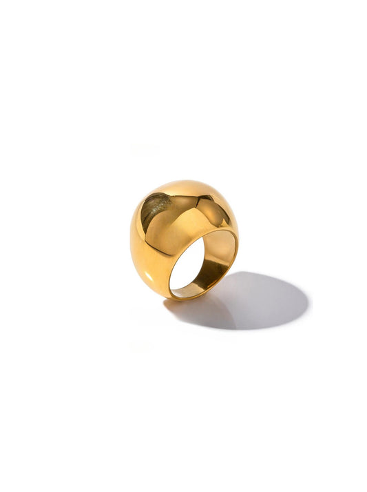 Wide Golden Steel Ring