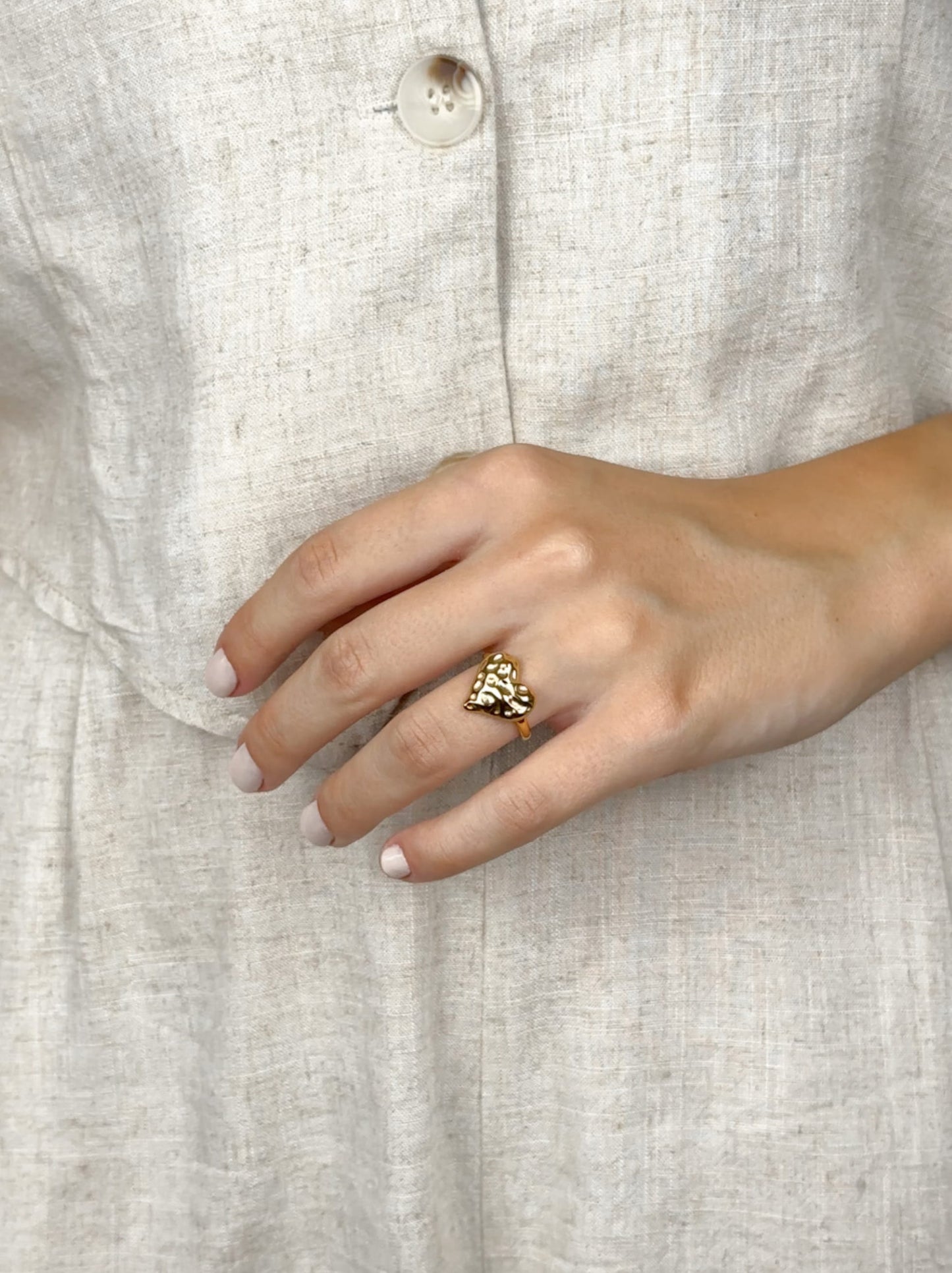 Irregular heart gold steel ring