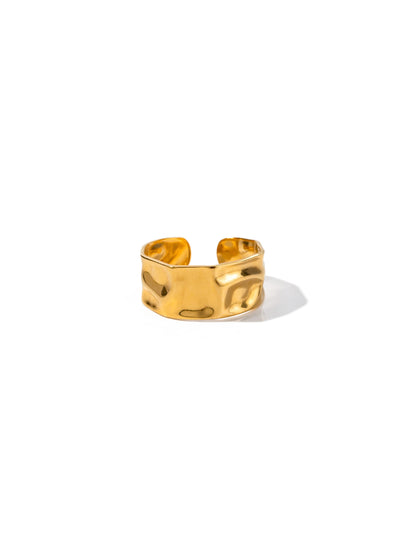 Irregular Adjustable Golden Steel Ring