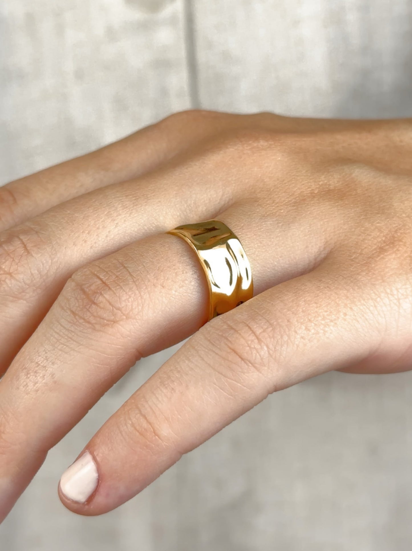 Irregular Adjustable Golden Steel Ring