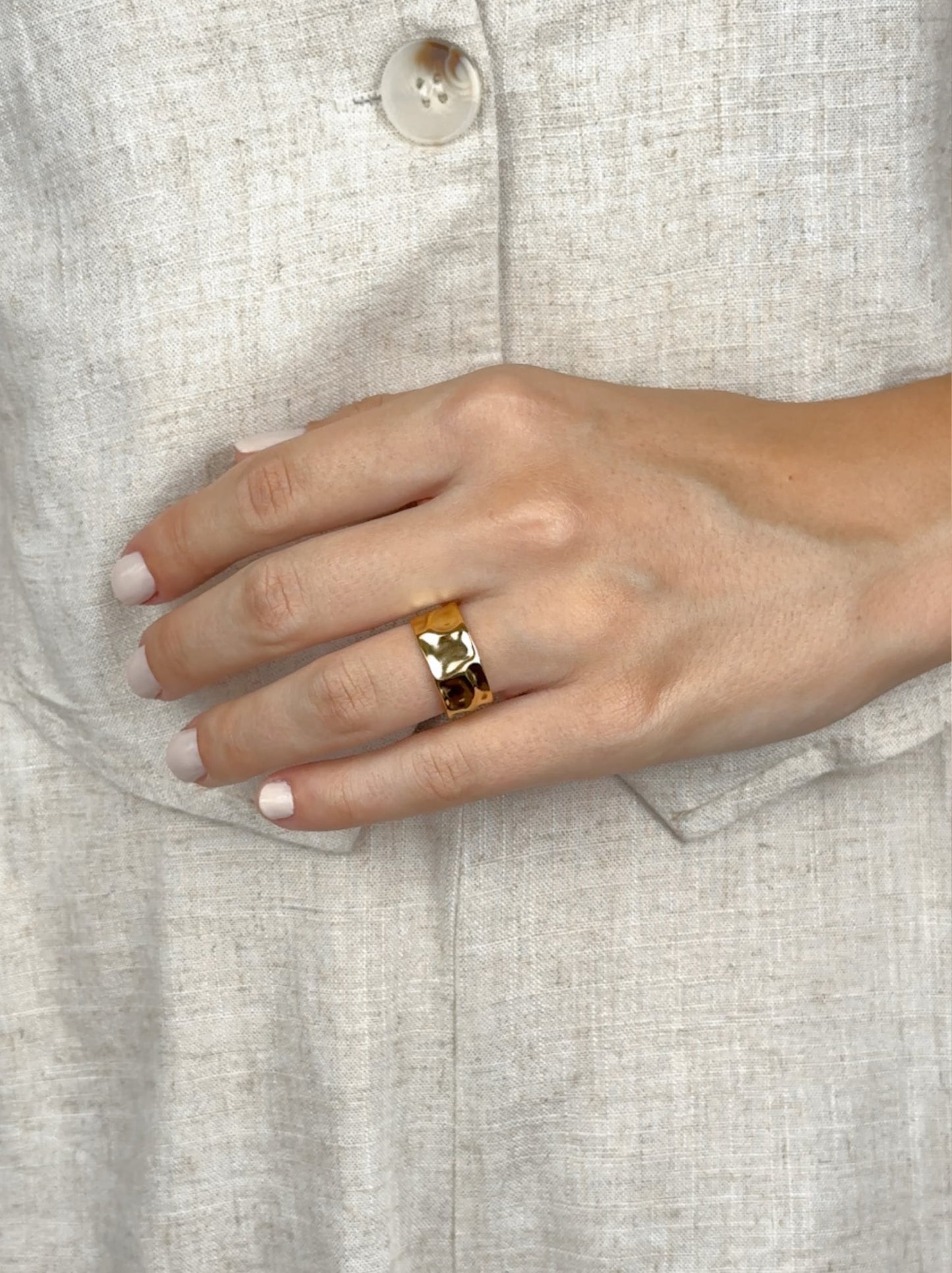 Irregular Adjustable Golden Steel Ring