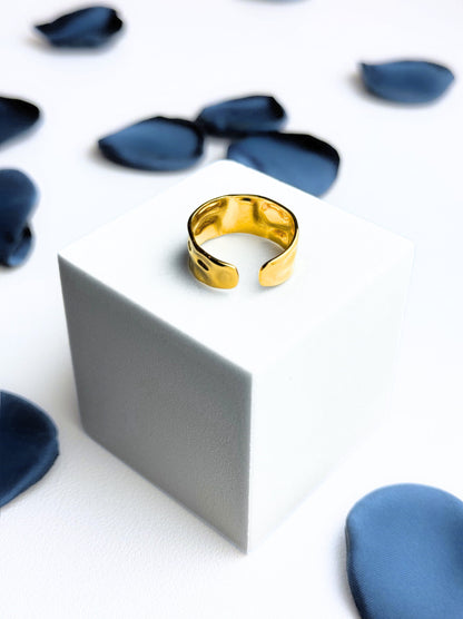 Irregular Adjustable Golden Steel Ring