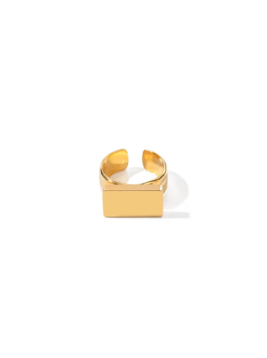 Geometric Adjustable Golden Steel Ring