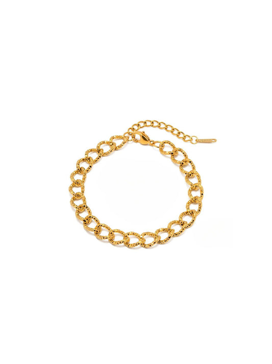 Golden steel link bracelet