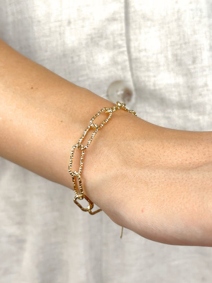 Golden steel link bracelet