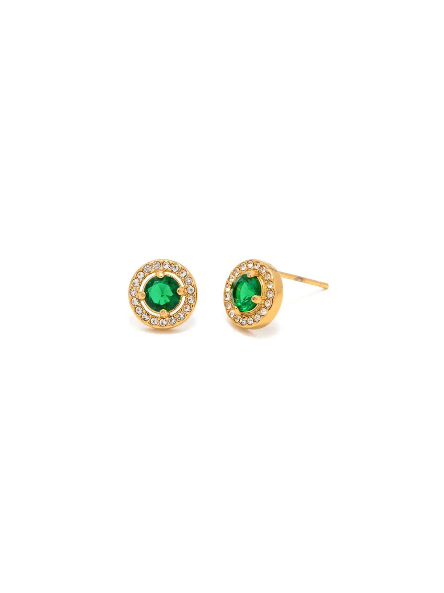 Green zirconia gold steel earrings