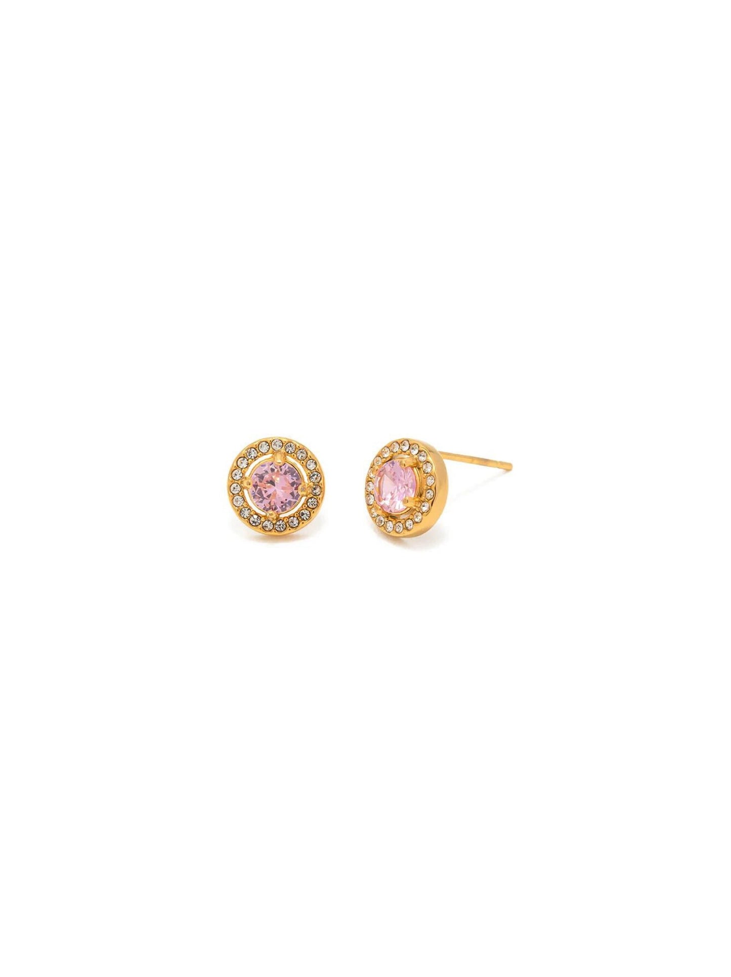 Boucles d'oreilles acier doré zircons roses