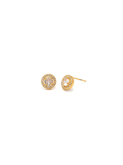 Zirconia gold steel earrings