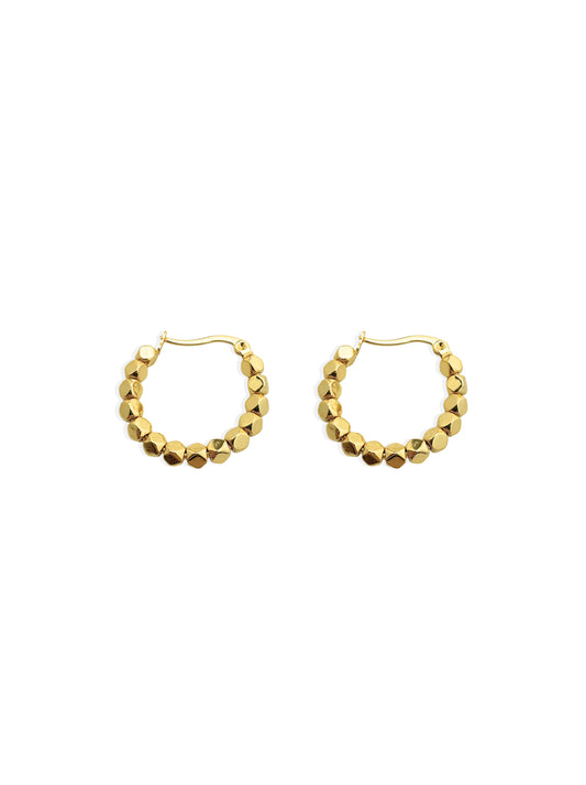 Ball gold steel hoops