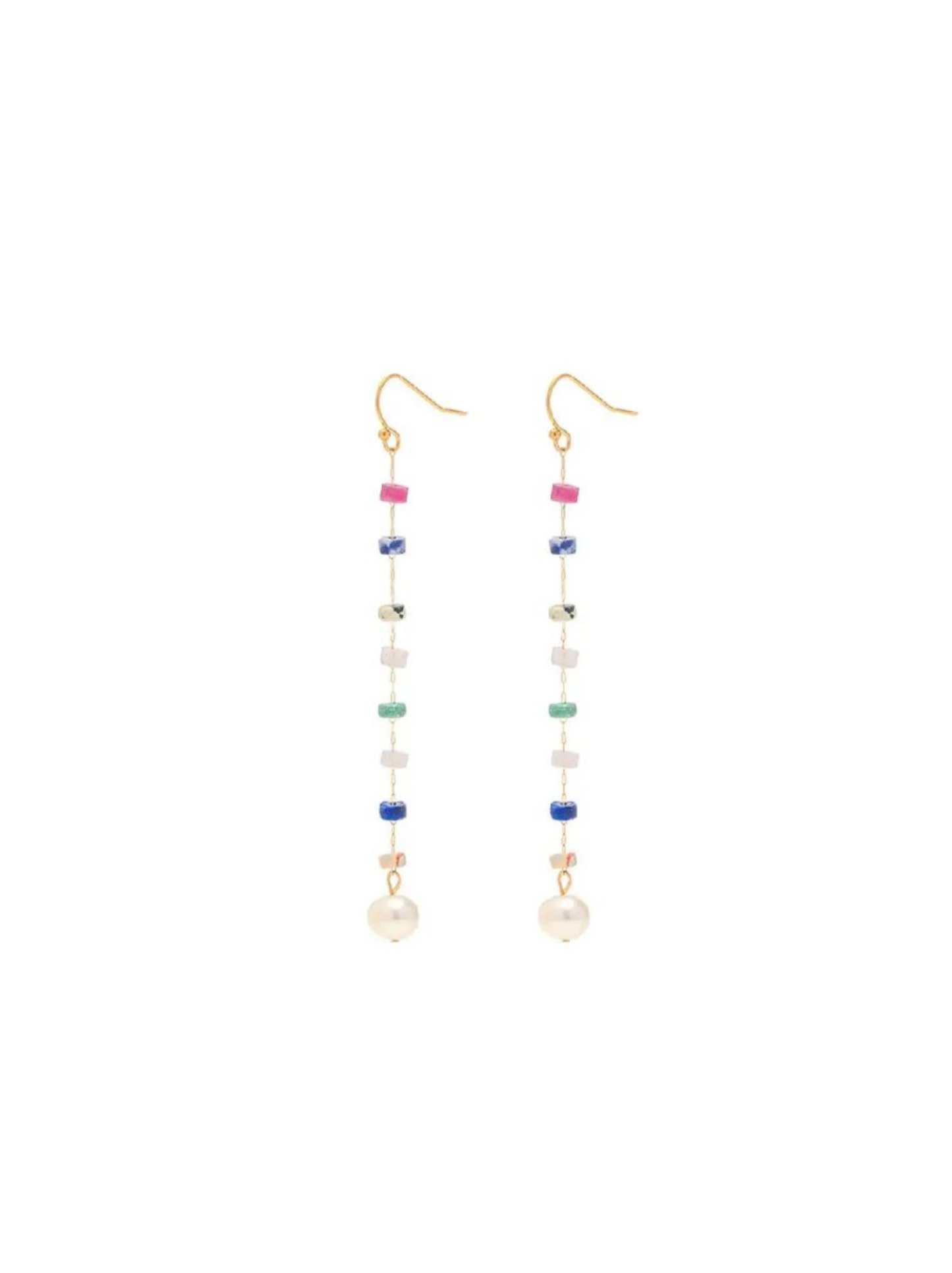 Boucles d'oreilles longues en acier avec pierres et perle