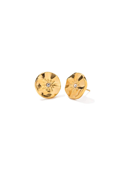 Golden steel earrings with zirconia