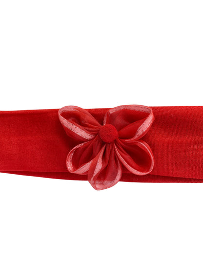 Red hair ribbon with flower