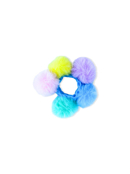 Hair elastic with colorful pompoms