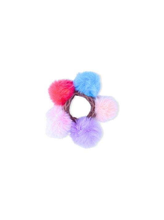 Hair elastic with colorful pompoms