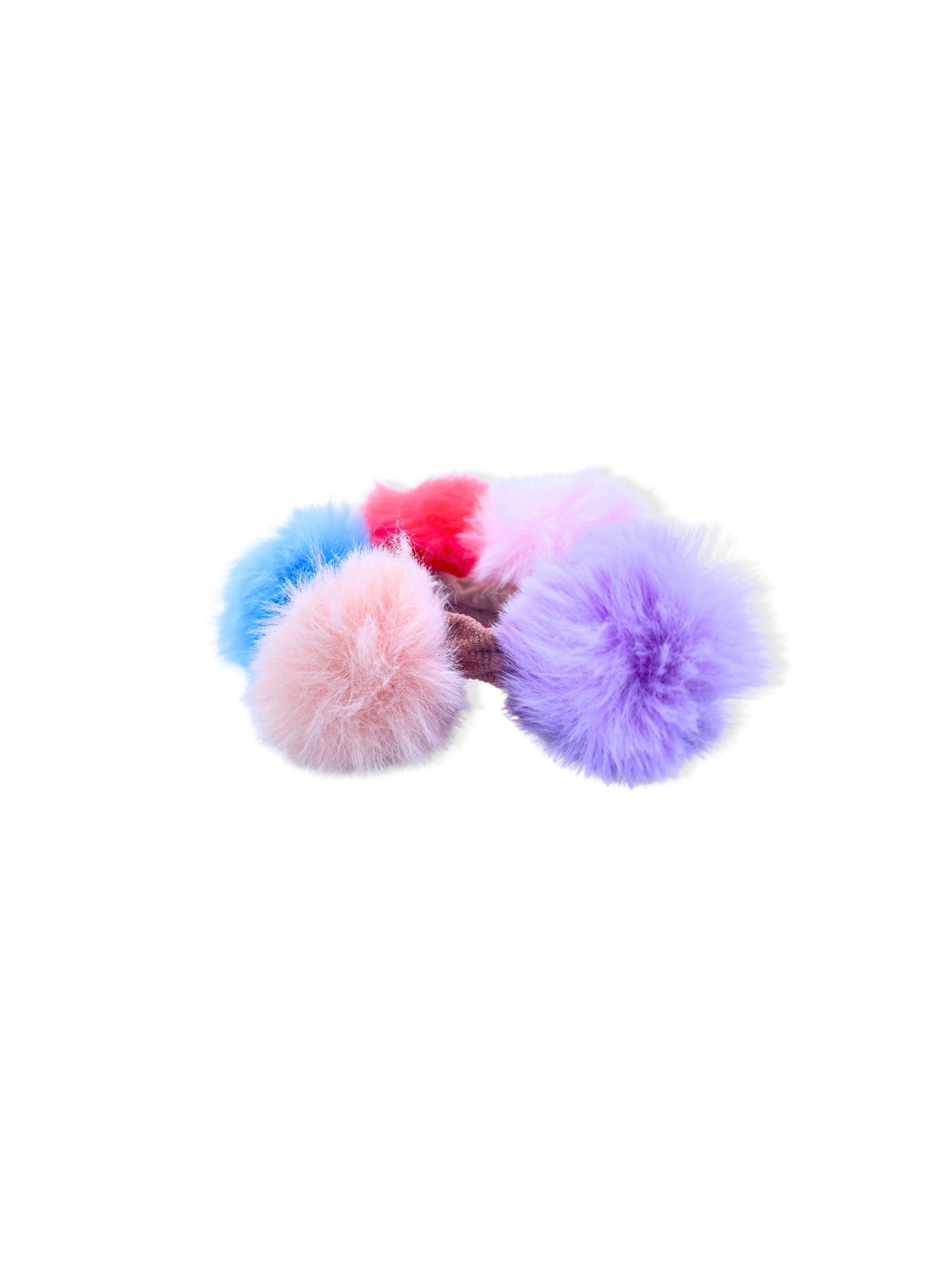 Elástico de cabelo com pompons coloridos