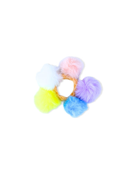 Hair elastic with colorful pompoms