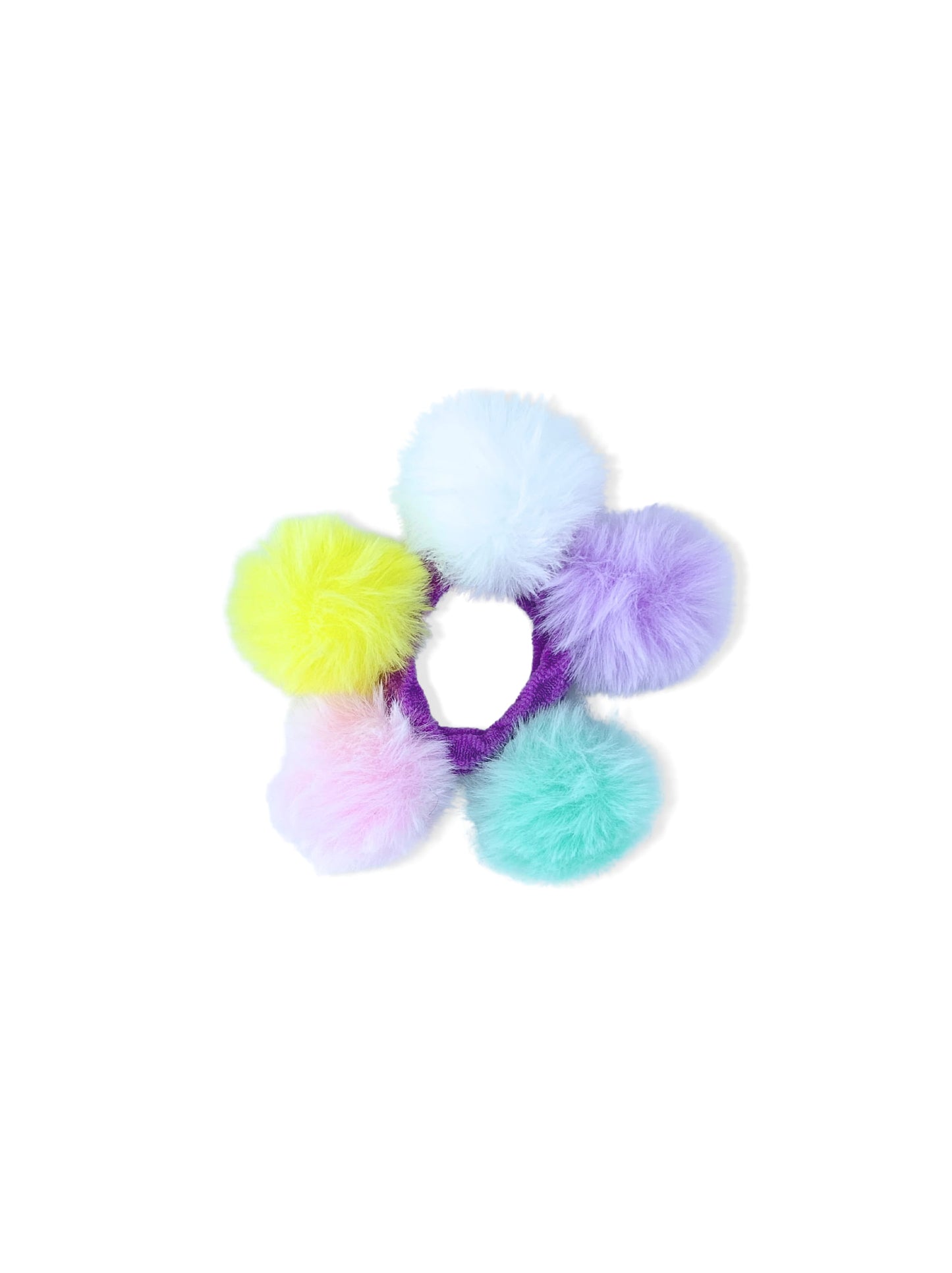 Hair elastic with colorful pompoms