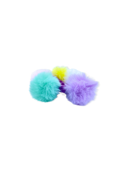 Elástico de cabelo com pompons coloridos